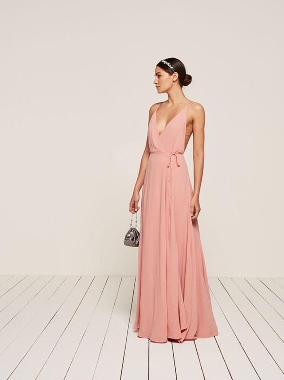 Callalily Dress Reformation Wrap Maxi Dress Carnation Color